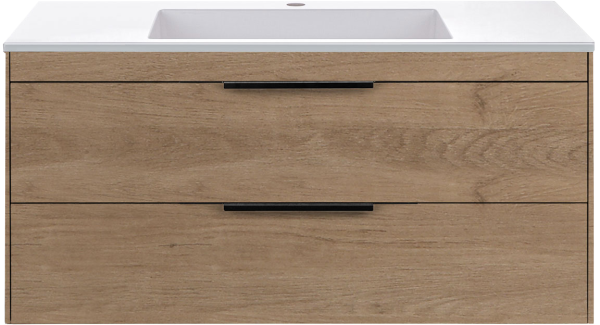 Тумба под раковину Vincea Chiara 2D 100, подвесная, 2 ящика, натуральный дуб