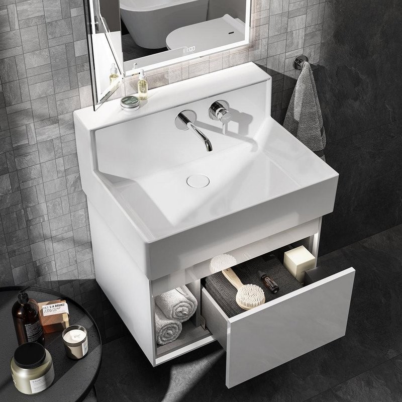 Мебельная раковина KERAMA MARAZZI Logica M 65, cо встроенным смесителем, С ВНУТРЕННЕЙ ЧАСТЬЮ