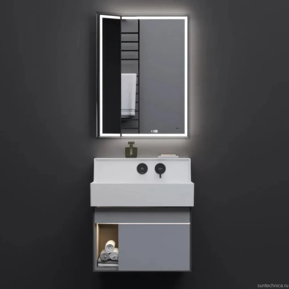 Мебельная раковина KERAMA MARAZZI Logica M 65, cо встроенным смесителем, С ВНУТРЕННЕЙ ЧАСТЬЮ