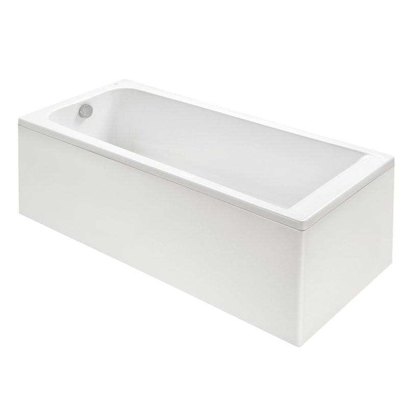 Акриловая ванна Roca Elba 160x75 см, пристенная, белая, с каркасом, со сливом-переливом