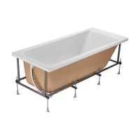 Акриловая ванна Roca Elba 160x75 см, пристенная, белая, с каркасом, со сливом-переливом