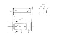 Акриловая ванна Roca Elba 160x75 см, пристенная, белая, с каркасом, со сливом-переливом