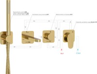 Встраиваемый смеситель для душа и ванны Wasserkraft Neckar A2151.277.279.280.197.281 С ВНУТРЕННЕЙ ЧАСТЬЮ, золото
