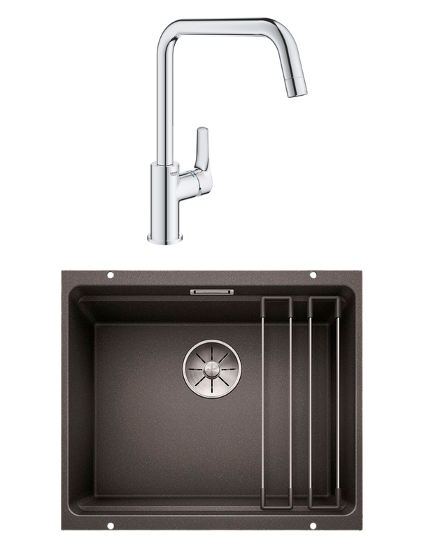 Комплект Мойка Blanco Etagon 500-U антрацит + Смеситель Grohe Eurosmart