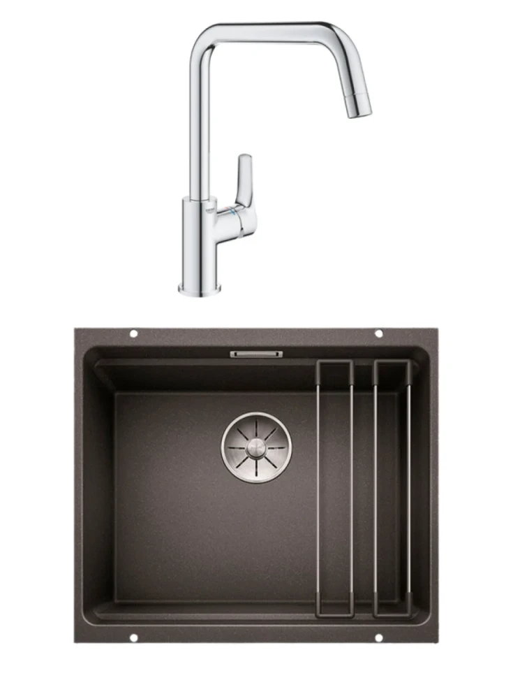 Комплект Мойка Blanco Etagon 500-U антрацит + Смеситель Grohe Eurosmart