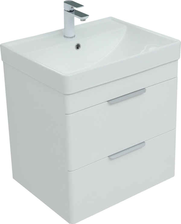 Тумба с раковиной Aquanet Ирис new 60 подвесная, 2 ящика