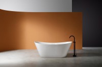 Ванна из искусственного камня AltroBagno Fiorina 090216 170x75 см, отдельностоящая, матовая белая, овальная, на ножках, с донным клапаном