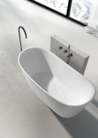 Ванна из искусственного камня AltroBagno Fiorina 090216 170x75 см, отдельностоящая, матовая белая, овальная, на ножках, с донным клапаном