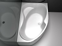 Акриловая ванна Aquanet Capri 00205387 R 170x110 см, угловая, правая, пристенная, белая, асимметричная, с каркасом, с сиденьем