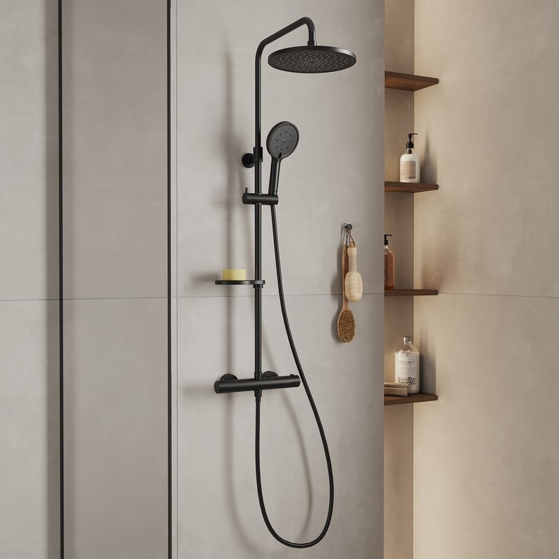 Душевая стойка Milardo Ideal Spa ILSBLTHM89 черный матовый
