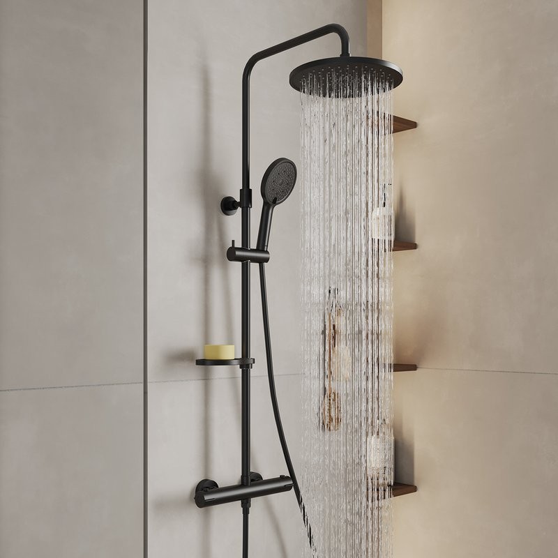 Душевая стойка Milardo Ideal Spa ILSBLTHM89 черный матовый