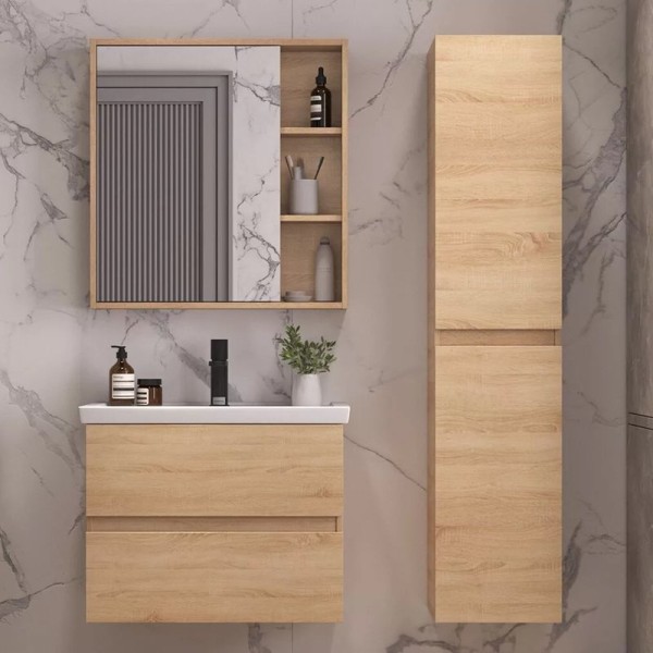 Мебель для ванной комнаты SanStar Тоскана 70 дуб сонома светлый, раковина Kirovit Фостер 70