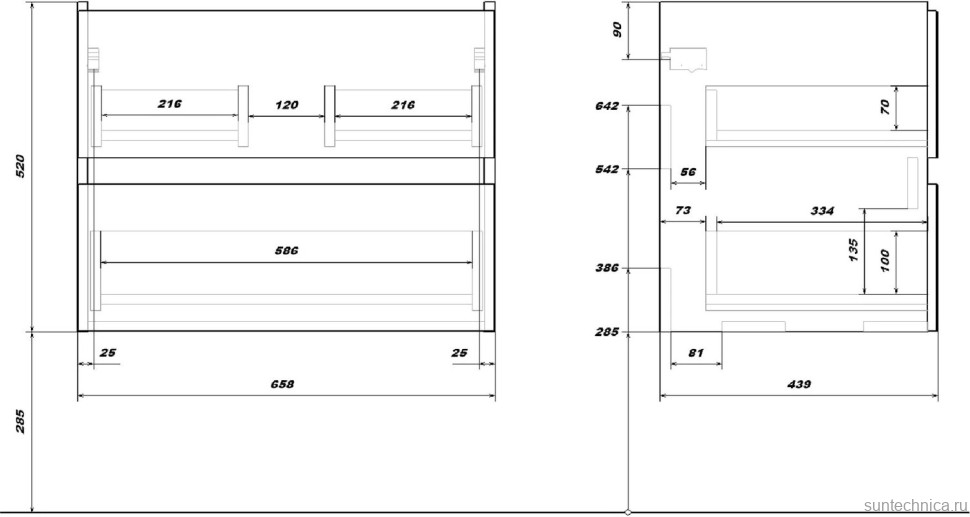 Мебель для ванной комнаты SanStar Тоскана 70 дуб сонома светлый, раковина Kirovit Фостер 70