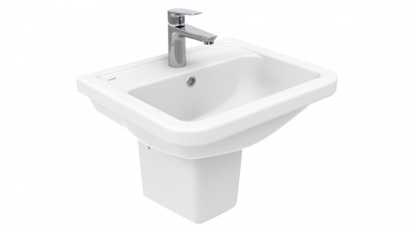 Раковина Creavit Key 51 глянцевая белая, прямоугольная, с полупьедесталом