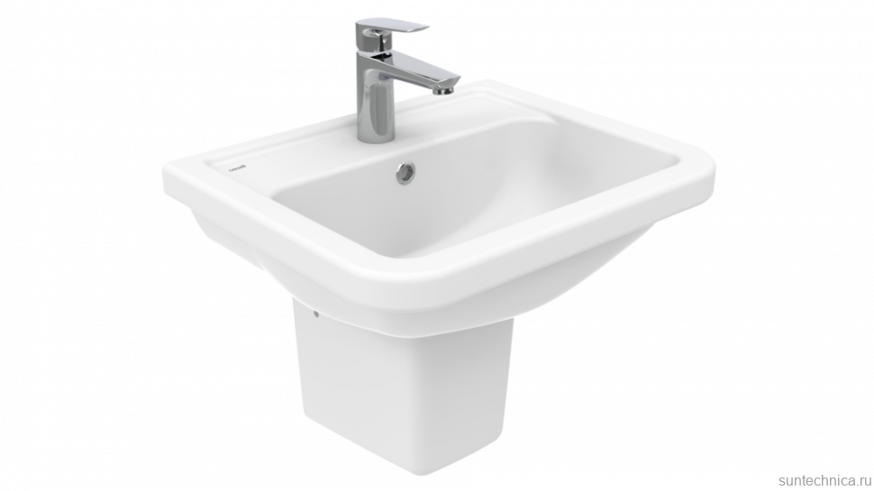 Раковина Creavit Key 51 глянцевая белая, прямоугольная, с полупьедесталом