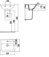 Раковина Creavit Key 51 глянцевая белая, прямоугольная, с полупьедесталом