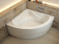 Ванна из искусственного камня Эстет Аврора 140x140 см, угловая, правая, пристенная, четверть круга, на ножках
