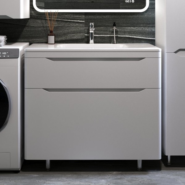 Тумба с раковиной Style Line Марелла 90 напольная, белая матовая