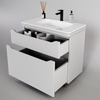 Тумба с раковиной Style Line Марелла 90 напольная, белая матовая