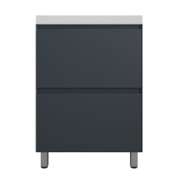Тумба напольная "Манхэттен 60" ЭМАЛЬ, под раковину ASTI, 2 ящика, PLUS, графит