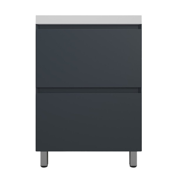 Тумба напольная "Манхэттен 60" ЭМАЛЬ, под раковину ASTI, 2 ящика, PLUS, графит