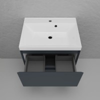 Тумба напольная "Манхэттен 60" ЭМАЛЬ, под раковину ASTI, 2 ящика, PLUS, графит