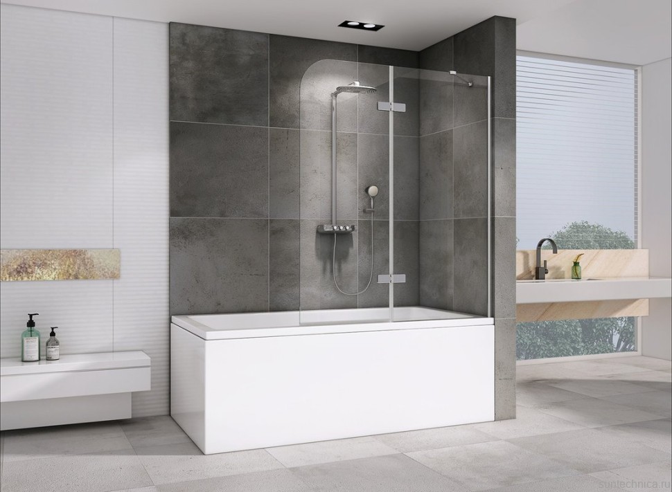 Шторка на ванну Abber Ewiges Wasser AG51120 120x140, профиль хром, стекло прозрачное
