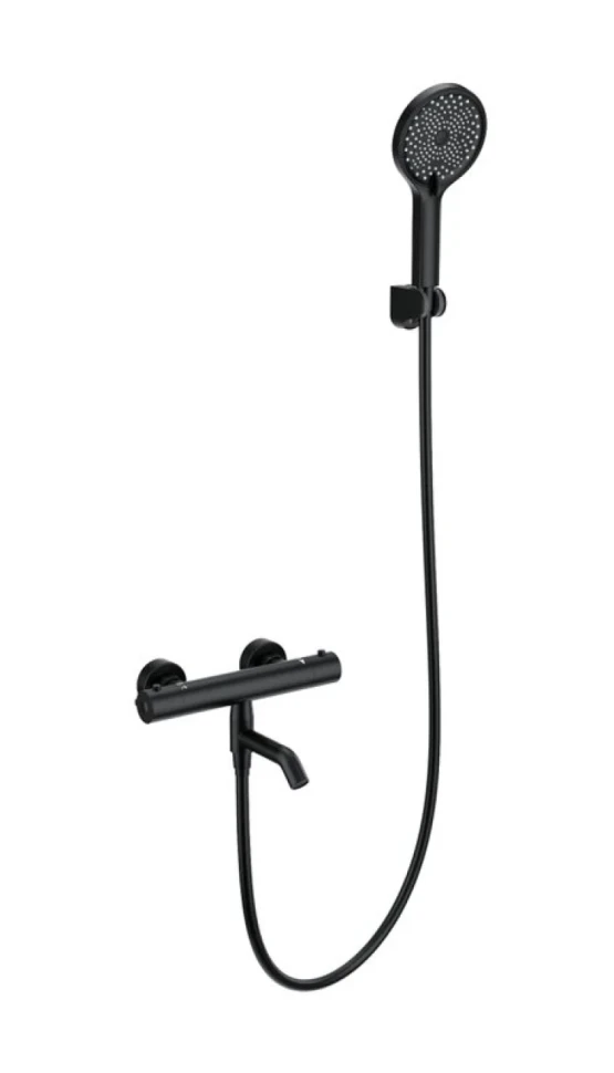 Термостатический смеситель Wonzon & Woghand WW-B2065-A1-MB для ванны с душем, матовый черный