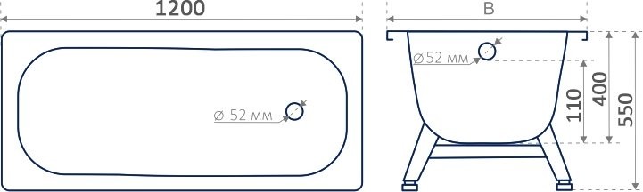 Стальная ванна ВИЗ Reimar R-24901 120x70 см, пристенная, цвет белая орхидея