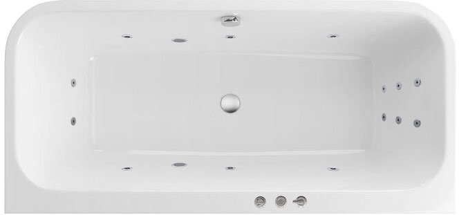 Акриловая ванна Excellent Arana WAEX.ARA18.SMART 180x85 см, пристенная, с гидромассажем, белая, с каркасом, со сливом-переливом