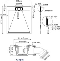 Поддон для душа Wasserkraft Elbe 74T22, 100х90 см