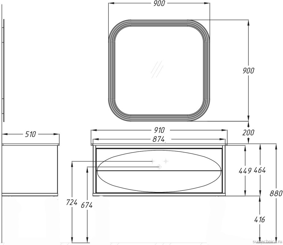 Мебель для ванной комнаты Opadiris Ибица 90 подвесная, фурнитура золото