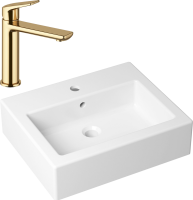 Комплект Накладная раковина Lavinia Boho Bathroom Sink 33311014 + Смеситель Wellsee ICON! for life 182303000 золото