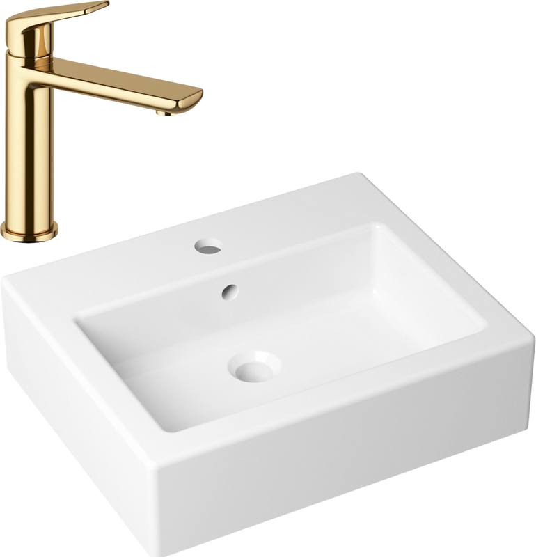 Комплект Накладная раковина Lavinia Boho Bathroom Sink 33311014 + Смеситель Wellsee ICON! for life 182303000 золото