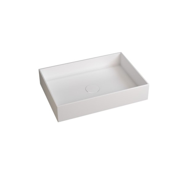 Накладная раковина Abber Stein AS2621 50 матовая белая, прямоугольная, искусственный камень