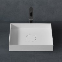 Накладная раковина Abber Stein AS2621 50 матовая белая, прямоугольная, искусственный камень