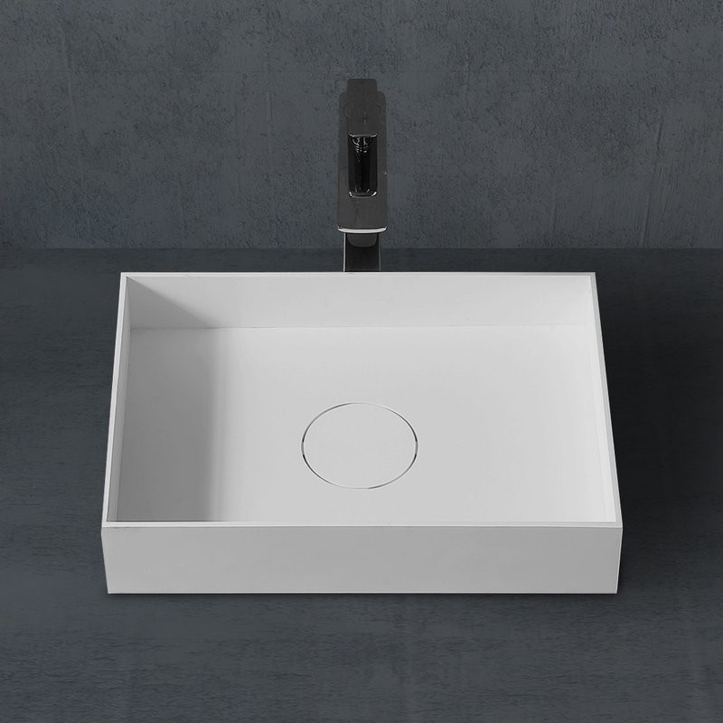 Накладная раковина Abber Stein AS2621 50 матовая белая, прямоугольная, искусственный камень