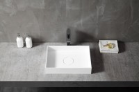 Накладная раковина Abber Stein AS2621 50 матовая белая, прямоугольная, искусственный камень