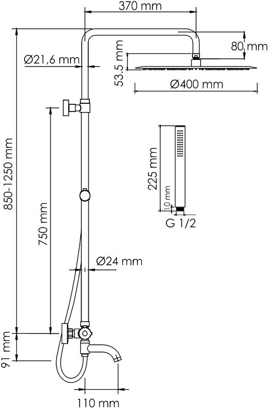 Душевая стойка Wasserkraft Berkel A188.117.137.087.CH Thermo с термостатом, хром