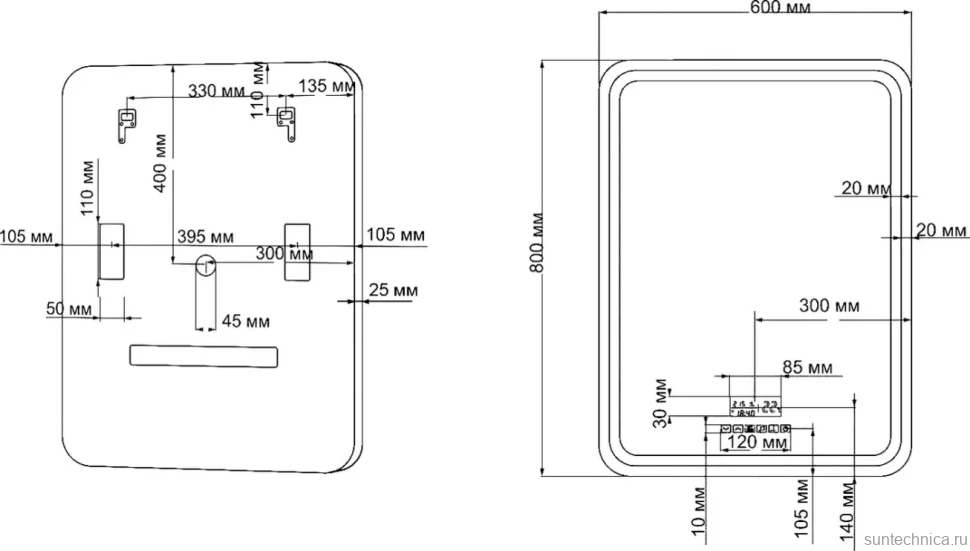 Зеркало Art&Max Genova 60х80 с подсветкой, сенсорный выключатель