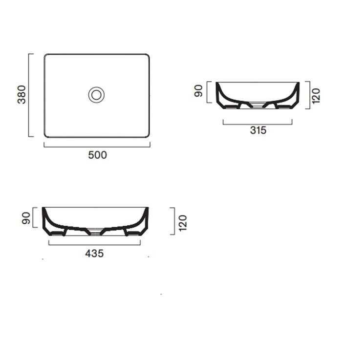 Накладная раковина Catalano Green 0422500001 50 глянцевая белая, прямоугольная