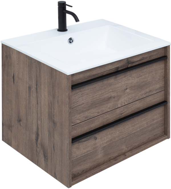 Тумба с раковиной Aquanet Lino 60 дуб веллингтон