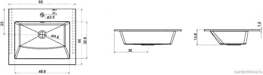 Тумба с раковиной Aquanet Lino 60 дуб веллингтон