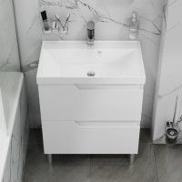 Мебель для ванной комнаты СаНта Антарес 70 напольная, 2 ящика, белый глянец