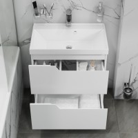 Мебель для ванной комнаты СаНта Антарес 70 напольная, 2 ящика, белый глянец