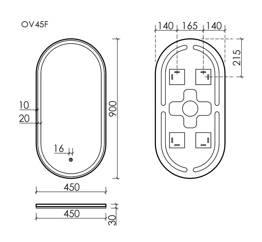 Зеркало Sancos Oval 45 с фронтальной подсветкой