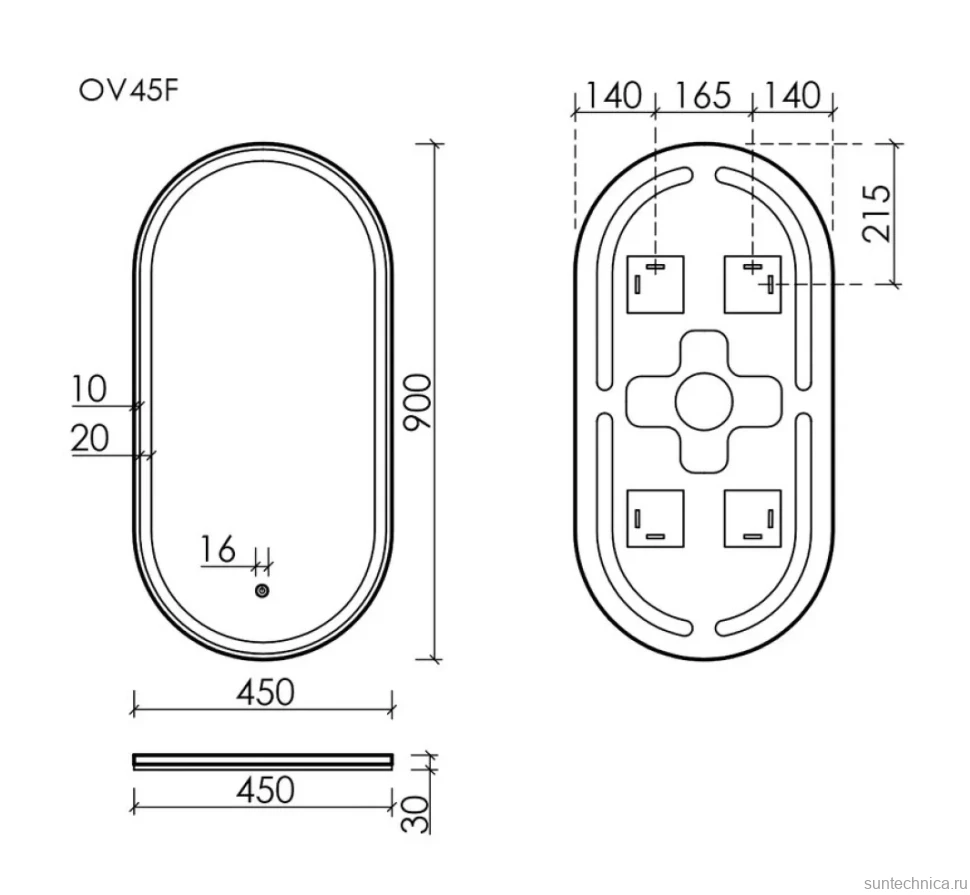 Зеркало Sancos Oval 45 с фронтальной подсветкой