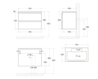 Тумба под раковину без столешницы Art&Max Bianchi 75 подвесная, оливковая матовая