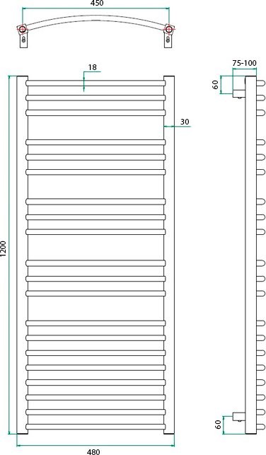 Полотенцесушитель электрический Grota Calma 48х120