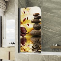 Шторка на ванну Maybahglass MGV-928-ФП008-6 60 см, профиль черный
